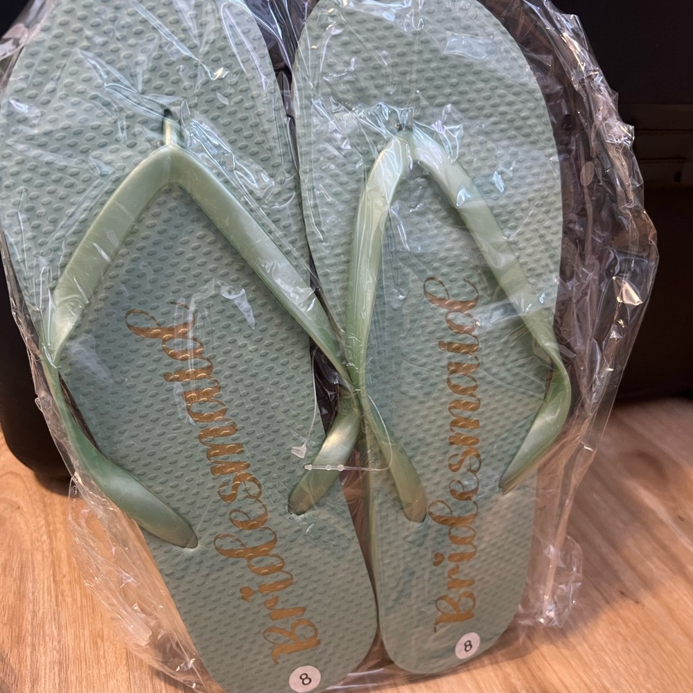 Bridesmaid Green Flip Flops